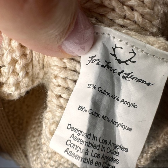 Knitz For Love And Lemons Chunky Cable Knit Sweater Bishop Sleeve S Slouchy Boho - Picture 5 of 12